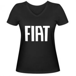 Женская футболка с V-образным вырезом Fiat Letters