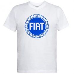 Мужская футболка  с V-образным вырезом Fiat logo - PrintSalon