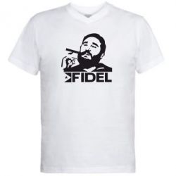 Мужская футболка  с V-образным вырезом Fidel Castro - PrintSalon