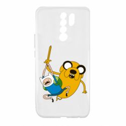 Чехол для Xiaomi Redmi 9 Фин и Джейк "Атака" - PrintSalon