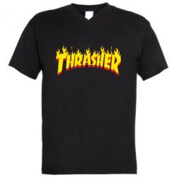 Мужская футболка  с V-образным вырезом Fire Thrasher - PrintSalon