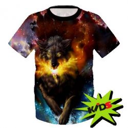 Дитяча 3D футболка Fire wolf