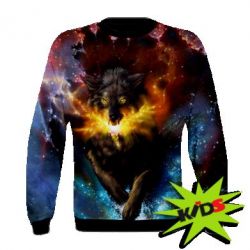 Дитячий 3D світшот Fire wolf - PrintSalon