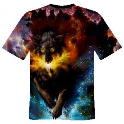 Чоловіча футболка 3D Fire wolf - PrintSalon