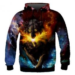 Чоловіче 3D худі Fire wolf - PrintSalon
