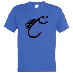 Мужская футболка  с V-образным вырезом Fish Hook - PrintSalon