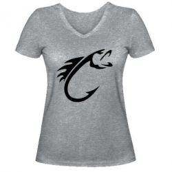 Женская футболка с V-образным вырезом Fish Hook