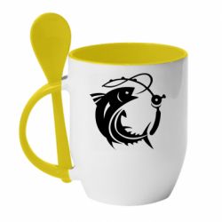 Чашка с ложкой Fish on the hook - PrintSalon