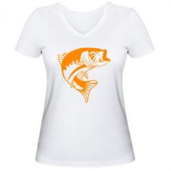 Женская футболка с V-образным вырезом Fish