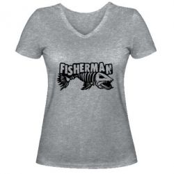 Женская футболка с V-образным вырезом Fisherman