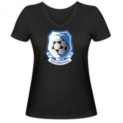 Женская футболка с V-образным вырезом ФК Черноморец Одесса - PrintSalon
