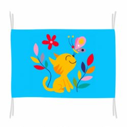 Флаг Cat, Flowers and Butterfly - PrintSalon