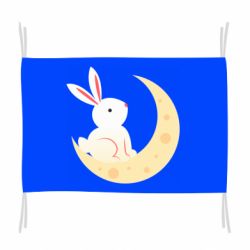 Флаг Cute rabbit on the moon - PrintSalon