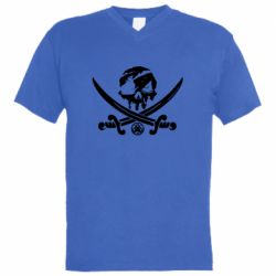Мужская футболка  с V-образным вырезом Flag pirate - PrintSalon