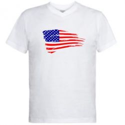 Мужская футболка  с V-образным вырезом Флаг США - PrintSalon