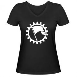 Жіноча футболка з V-подібним вирізом Прапор у колі - PrintSalon