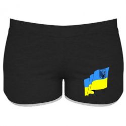 Женские шорты Флаг Украины с Гербом-PrintSalon Женские шорты Флаг Украины с Гербом