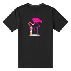 Мужская футболка премиум Flamingo drinks beer - PrintSalon