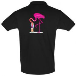 Мужское поло Flamingo drinks beer - PrintSalon