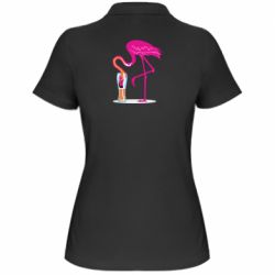 Женское поло Flamingo drinks beer - PrintSalon