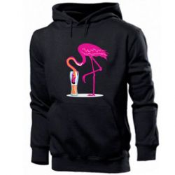 Мужское худи Flamingo drinks beer - PrintSalon