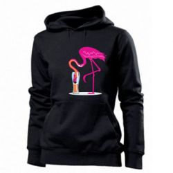Женское худи Flamingo drinks beer - PrintSalon