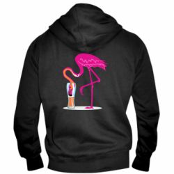 Мужское худи на молнии Flamingo drinks beer - PrintSalon
