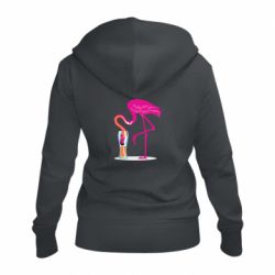 Женское худи на молнии Flamingo drinks beer