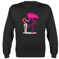 Cвитшот Flamingo drinks beer - PrintSalon