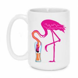 Чашка 420ml Flamingo drinks beer - PrintSalon
