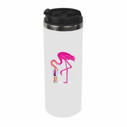 Термокружка Flamingo drinks beer - PrintSalon