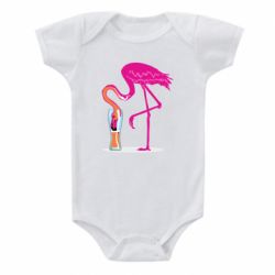 Детский бодик Flamingo drinks beer - PrintSalon