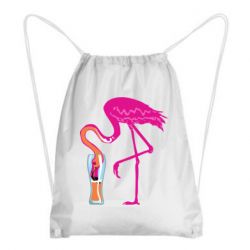 Рюкзак-мешок Flamingo drinks beer - PrintSalon