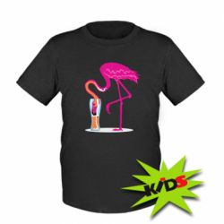 Детская футболка Flamingo drinks beer - PrintSalon