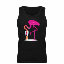 Мужская майка Flamingo drinks beer - PrintSalon