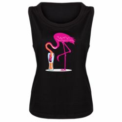 Женская майка Flamingo drinks beer - PrintSalon