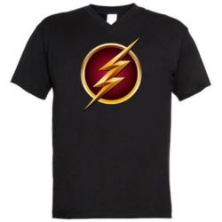 Мужская футболка  с V-образным вырезом Flash Logo Art - PrintSalon