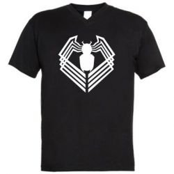 Мужская футболка  с V-образным вырезом FLat spider Venom - PrintSalon