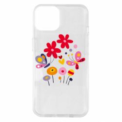 Чехол для iPhone 14 Flowers and Butterflies - PrintSalon