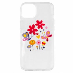 Чехол для iPhone 14 Plus Flowers and Butterflies - PrintSalon