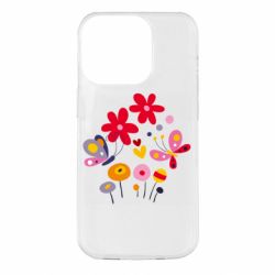 Чехол для iPhone 14 Pro Flowers and Butterflies - PrintSalon
