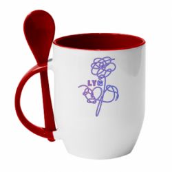 Чашка с ложкой Flowers line bts - PrintSalon