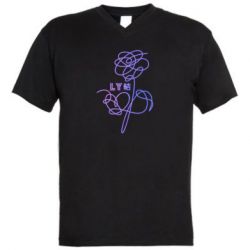 Мужская футболка  с V-образным вырезом Flowers line bts - PrintSalon