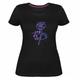 Женская премиум футболка Flowers line bts - PrintSalon