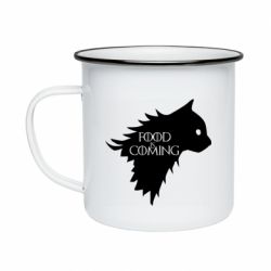 Кружка эмалированная Food is coming - PrintSalon
