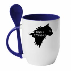 Чашка с ложкой Food is coming - PrintSalon