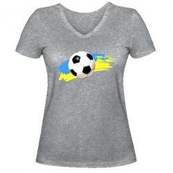 Женская футболка с V-образным вырезом Football of Ukraine - PrintSalon