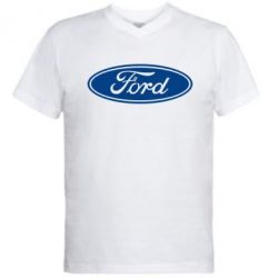 Мужская футболка  с V-образным вырезом Ford Logo - PrintSalon