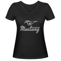 Женская футболка с V-образным вырезом Ford Mustang - PrintSalon