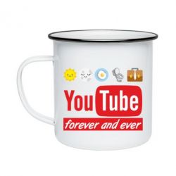 Кружка эмалированная Forever and ever emoji's life youtube - PrintSalon